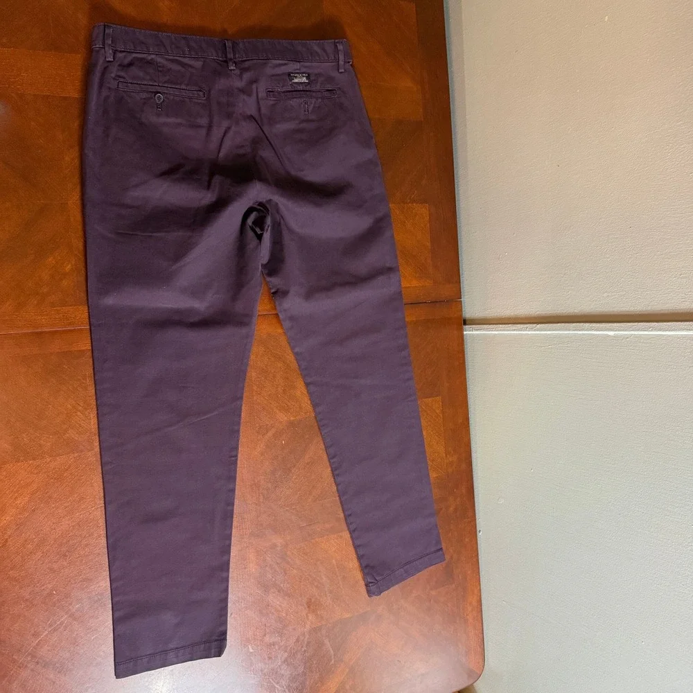 Banana Republic Mens Skinny Fit Chino Pants Purple 36x34 Stretch Cotton Twill